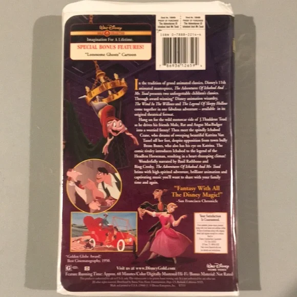 Disney The Adventures of Ichabod and Mr. Toad (VHS 2000 Gold Collection Edition